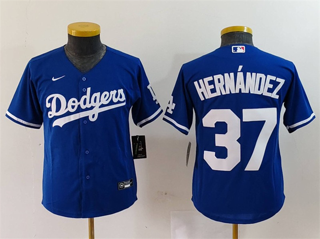Youth Los Angeles Dodgers #37 Teoscar Hernández Blue Stitched Baseball Jersey